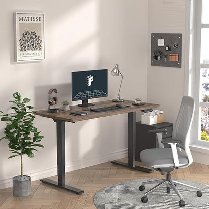 FLEXISPOT E6 3-Stage Dual Motor Electric Standing Desk 48 x 30 Sit Stand Up Desk, Holds 220 lbs, Adjustable Height w/Memory Presets, One-Piece Brown Wood Grain Desktop & Black Frame, Ships in 2 Boxes