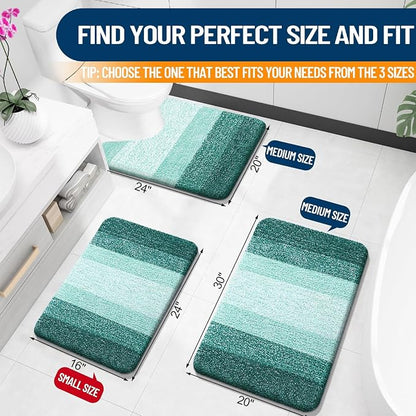 OLANLY Small Bathroom Rugs Mat 24x16, Extra Soft Absorbent Microfiber Bath Rugs, Rubber Backing, Quick Dry, Washable Bath Mats for Bathroom, Tub and Shower, Home Decor Accessories, Blackish Green