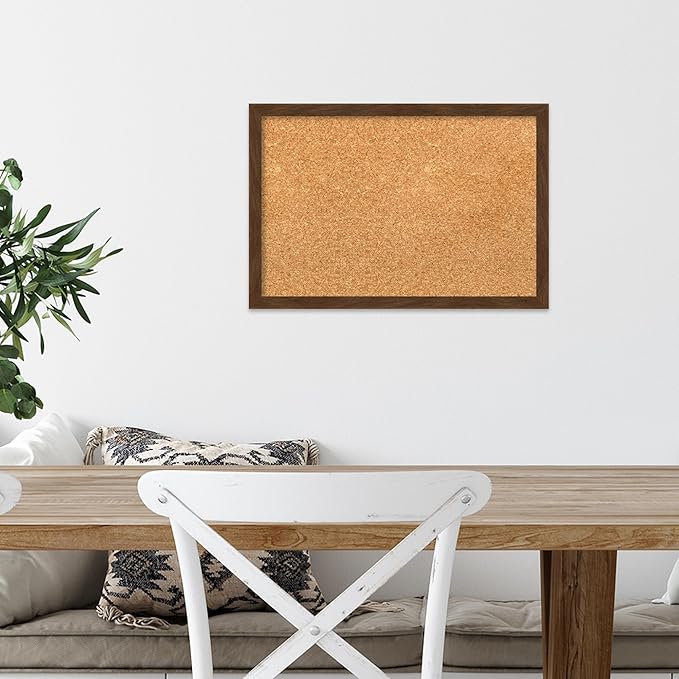 Amanti Art Natural Cork Board for Wall, 13x19 Vision Board with Brown Wood Frame, Small Corkboard Office Decor for Home Organization, Country Rustic Corkboard Pinboard to Display Items for Home
