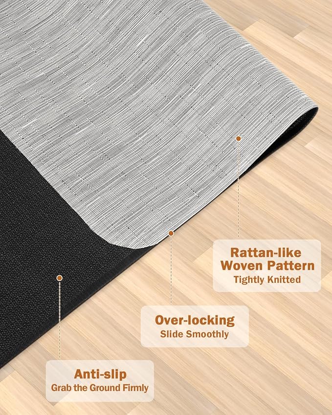 Blvornl Office Chair Mat for Hardwood Floor, 47.2"*60" Desk Computer Chair Mat for Hard Wood, Large Anti-Slip Hard Floor Protector Rolling Chair Mat, PVC Mat Desk Rug for Office and Home Silver Grey