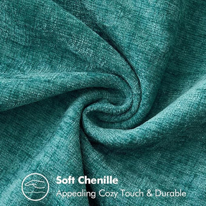 MIULEE Pack of 2 Lumbar Throw Pillow Covers 12x20 Inch Teal Farmhouse Decorative Pillow Covers with Stitched Edge Soft Chenille Solid Dyed Summer Pillow Covers for Couch Sofa Bed Living Room