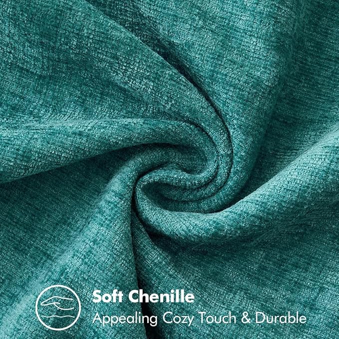 MIULEE Pack of 2 Couch Throw Pillow Covers 18x18 Inch Teal Farmhouse Decorative Pillow Covers with Stitched Edge Soft Chenille Solid Dyed Summer Pillow Covers for Sofa Bed Living Room