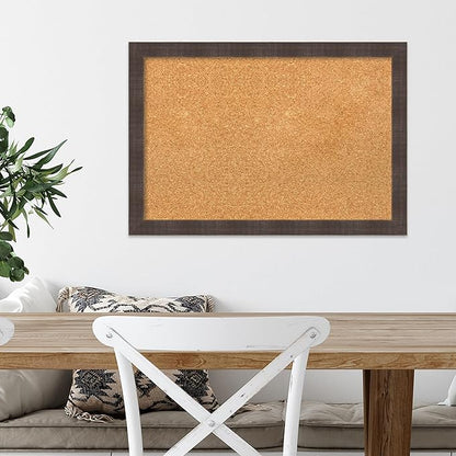 Amanti Art Natural Cork Board for Wall, 18x26 Vision Board with Brown Wood Frame, Medium Corkboard Office Decor for Home Organization, Rustic Farmhouse Corkboard Pinboard to display items for home