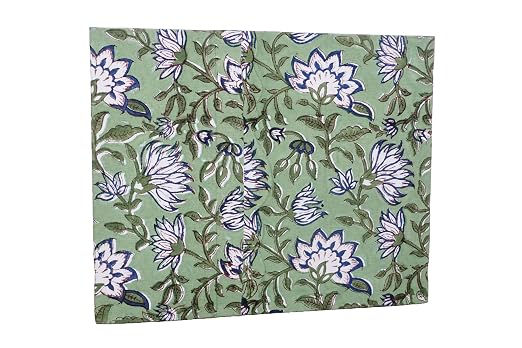 Generic 3.3 Gallon Cotton Hand Block Printed Paper Waste Basket |Small Decorative Trash Can for Housewarming Gifts in Living Room, Bedroom, Bathroom | Eco-Friendly, Plastic-Free (1, D BLUE GREEN)