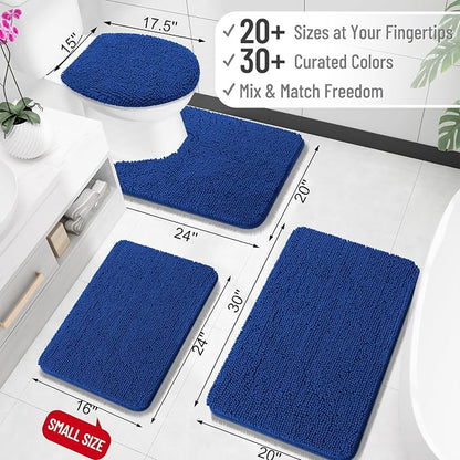 OLANLY Large Bathroom Rugs 50x30, Extra Soft Absorbent Chenille Bath Rugs, Rubber Backing Quick Dry, Machine Washable Bath Mats for Bathroom Floor, Tub and Shower, Home Decor Accessories, Royal Blue