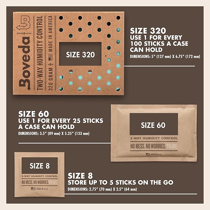 Boveda 72% Two-Way Humidity Control Pack For Large Wood Humidifier Boxes – Size 320 – Single – Moisture Absorber – Humidifier Pack – Individually Wrapped Hydration Packet