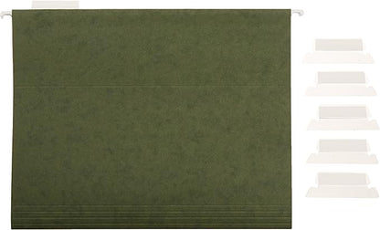 Amazon Basics Hanging File Folders with Adjustable Tabs, Sturdy Expandable Document Organizer, Letter Size 8.5x11 inch, Green, 25-Pack