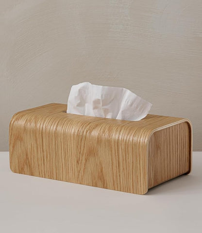Kazai.® Tissue Box Cover 'Toke' | Real Wood Veneer, FSC® Certified | Decorative Rectangle Tissue Holder for Bathroom or Living Room | Scandinavian Design | Oak