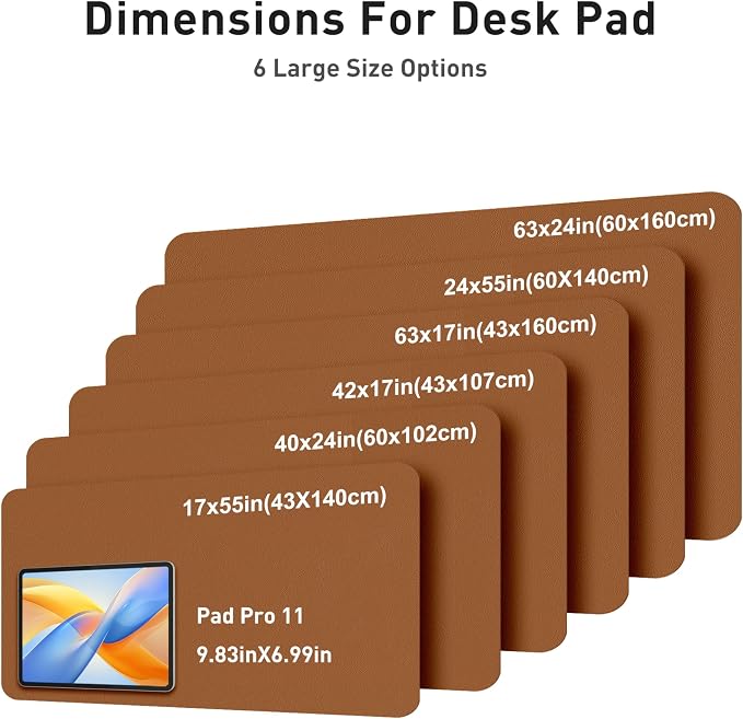 Aothia Faux Leather Desk Mat - Large Mouse Pad, Non-Slip PU Leather Blotter, Waterproof Writing Surface for Office and Home (Brown, 63" x 17")