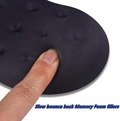 BRILA Ergonomic Memory Foam Mouse Wrist Rest Support Pad Cushion for Computer, Laptop, Office Work, PC Gaming - Massage Holes Design - Wrist Pain Relief (Black Mouse Wrist Rest)