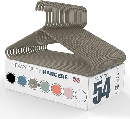 Neaties Heavy Duty Clothes Hangers 50 Pack (54 Count) – Made in The USA – 8lb Capacity Plastic Hangers for Adult Clothing – Durable for Pants, Coats, Jackets, or Jeans – Gray