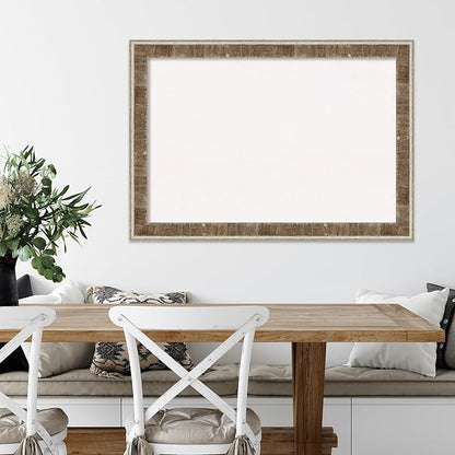 Amanti Art White Cork Board for Wall, 29x41 Vision Board with Brown Wood Frame, Large Corkboard Office Decor for Home Organization, Rustic Farmhouse Corkboard Pinboard to display items for home