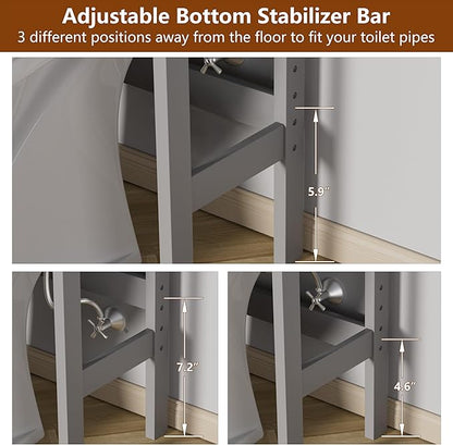VEIKOU Over The Toilet Rack for Bathroom, Freestanding Over The Toilet Storage, Bathroom Cabinet Over Toilet w/Adjustable Shelf & Storage Rack, Grey
