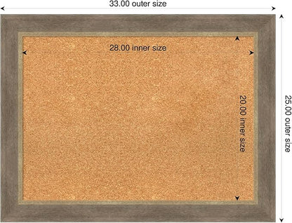 Amanti Art Natural Cork Board for Wall, 25x33 Vision Board with Brown Wood Frame, Medium Corkboard Office Decor for Home Organization, Coastal Corkboard Pinboard to display items for home organization