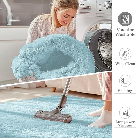 OLANLY 6x9 Machine Washable Large Area Rugs for Living Room, Bedroom, Soft Fluffy Shaggy Bedside Rug, Indoor Floor Carpet for Kids Girls and Boys, Dorms, Nursery, Home Decor Aesthetic, Light Blue