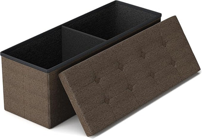 GLAXYFUR 43 Inches Folding Storage Ottoman Bench, Storage Chest, Footrest for Entryway, Living Room, Holds up to 660 lb, Brown
