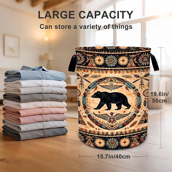 Western Laundry Basket Waterproof Laundry Hamper Foldable Laundry Bag with Handles for Bedroom, Bathroom, Office, Clothes Storage