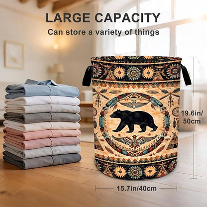 Western Laundry Basket Waterproof Laundry Hamper Foldable Laundry Bag with Handles for Bedroom, Bathroom, Office, Clothes Storage