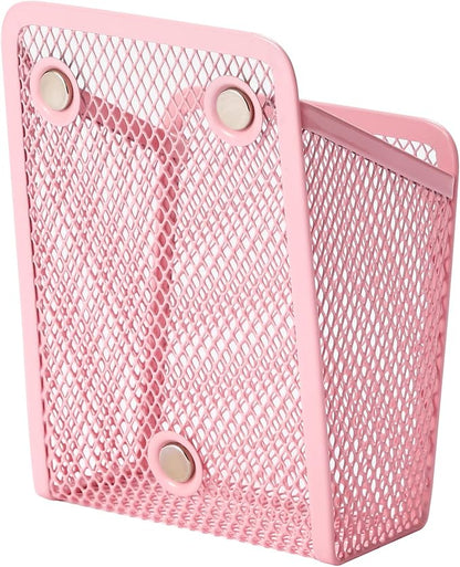 Magnetic Pencil Holder,Mesh Stainless Steel Pen Basket, Metal Writing Utensil Storage Organizer for Whiteboard,Blackboard,Kitchen, Locker, Home, or Office