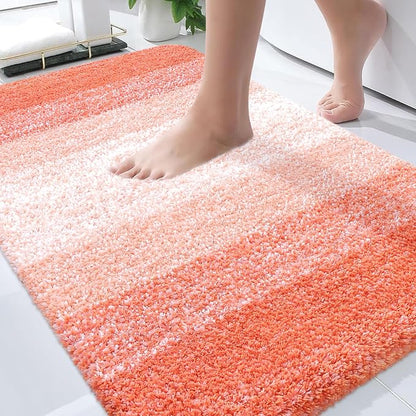 OLANLY Bathroom Rugs Mat 36x24, Extra Soft Absorbent Microfiber Bath Rugs, Rubber Backing, Quick Dry, Machine Washable Bath Mats for Bathroom Floor, Tub and Shower, Home Decor Accessories, Coral