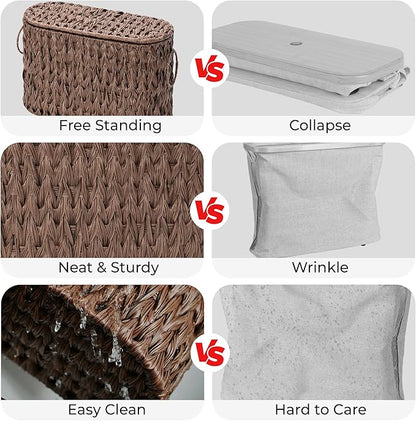 GRANNY SAYS Toilet Paper Storage Basket with Lid, Woven Toilet Paper Holder, Waterproof Bathroom Organizers and Storage, Wicker Basket for Bathroom Storage, Brown