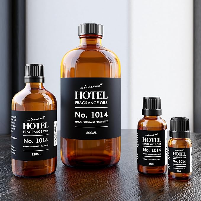 AirScent Hotel Diffuser Oil No. 1014 - The Iconic 5-Star Hotel Coastal Blend - Lemon Bergamot Sea Breeze - 10 mL Premium Fragrance Oil for Ultrasonic and Waterless Diffusers and Crafting