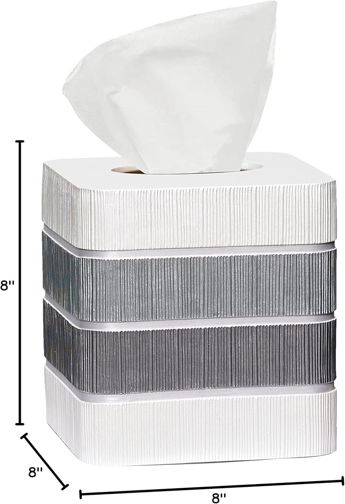 Resin Tissue Box Cover for Modern Home Decor - Minimalist Square Tissue Box Holder for Guest Room, Bedroom, Bathroom, Tabletop & Office - Durable and Aesthetic Tissue Holder, Modern