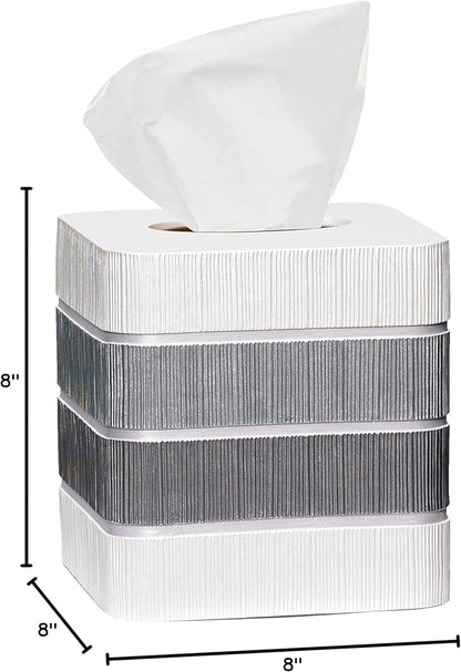 Resin Tissue Box Cover for Modern Home Decor - Minimalist Square Tissue Box Holder for Guest Room, Bedroom, Bathroom, Tabletop & Office - Durable and Aesthetic Tissue Holder, Modern