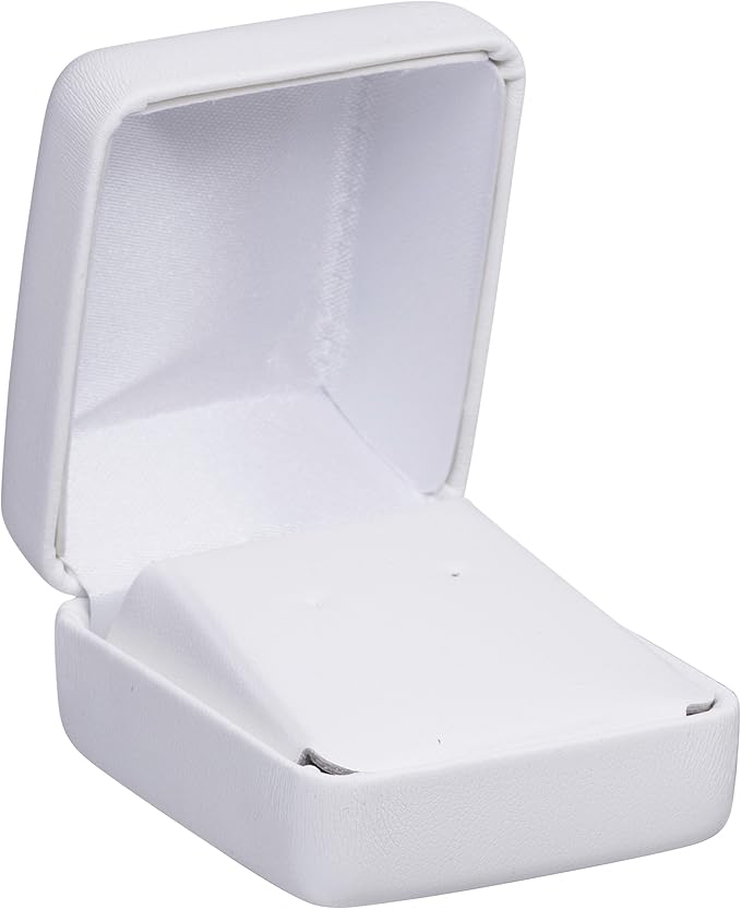 Earring Box White PU Leatherette – Elegant Jewelry Gift Case for Stud Earrings – Wedding, Birthday, Anniversary, Graduation