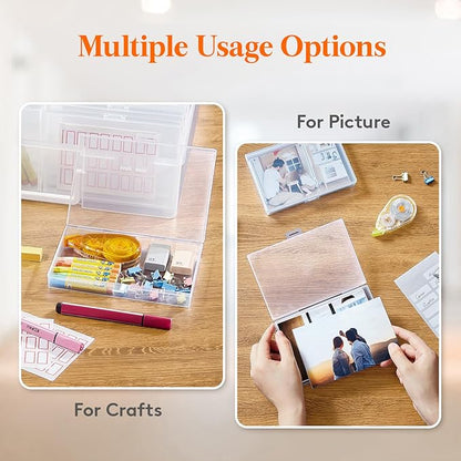 Lifewit 4x6 Photo Storage Box, 14 pcs Inner Photo Case with Lids, Clear Photo Organizers with 1 Sheet Label Sticker, Plastic Craft Storage Box for Seeds Sticker Cards Pictures Stamps Office Supplies