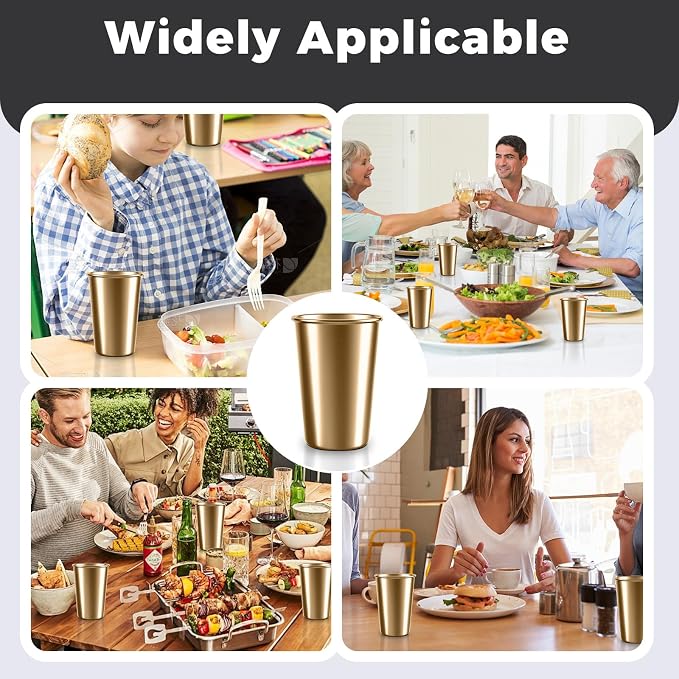 5 Pack 10 oz Stainless Steel Pint Cups,Stainless Steel Cup,Pint Cup Tumbler，water Tumbler,Stackable,Reusable,BPA Free