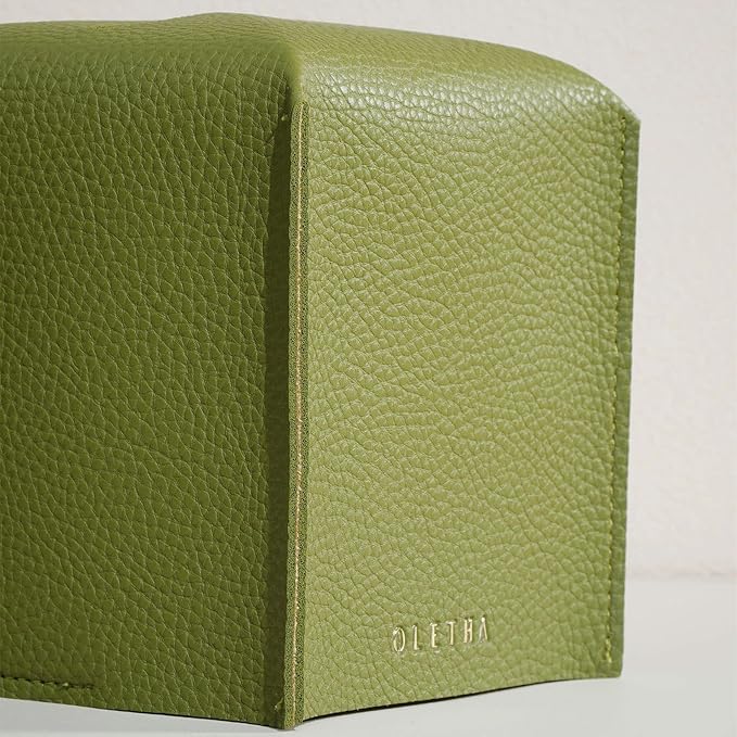 OLETHA Square Tissue Box Cover - Aesthetic Desk Decor for Room, Home & Office - Tissues Cube Boxes Holder - Green