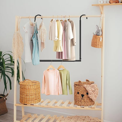 Hanging Closet Rod Adjustable Width Height Closet Rods For Hanging Clothes Black Closet Extender Hanging Rod Clothes Space-Saving Hanging Bar Organizer
