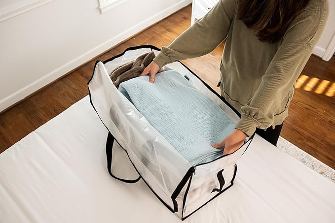 ClearSpace Oversized Moving Bags or Storage Bag – Large Moving Boxes with Backpack Straps, Zippers & Handles – Heavy-Duty Packing Bags for Moving, College Dorm, Christmas Decorations, 6 Pack