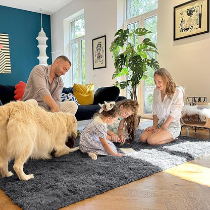 OLANLY 3x10 Machine Washable Runner Rugs for Hallway, Soft Fluffy Shaggy Bedside Rugs for Bedroom, Living Room, Indoor Floor Carpet for Kids Girls and Boys, Nursery Rooms, Home Decor Aesthetic, Grey