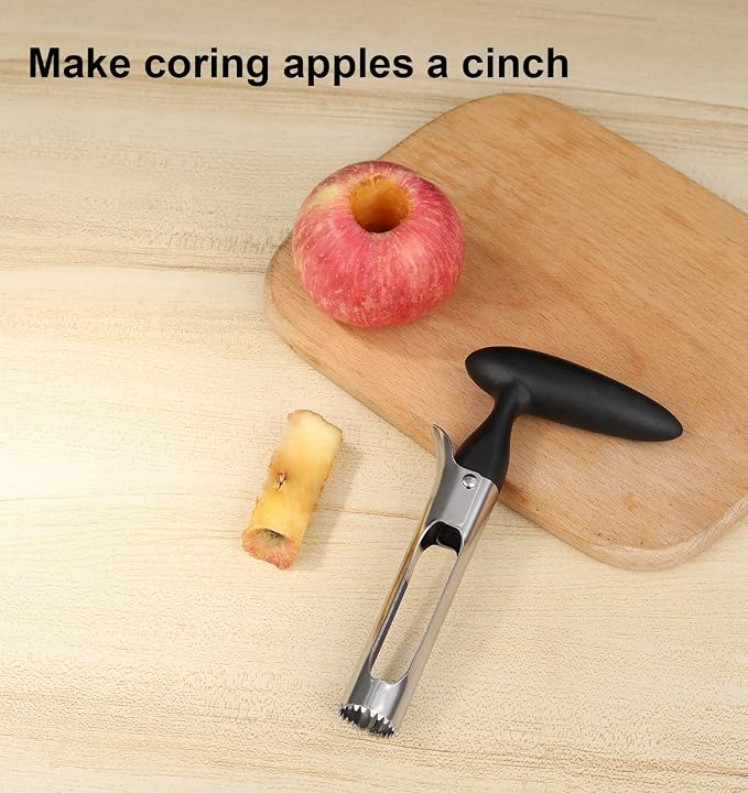 Small Apple Corer Tool Stainless Steel Cool Kitchen Gadgets Fruits Core Remover for Coring Pears Tomatoes Bell Peppers Fuji Honeycrisp Gala Cupcake Small Vegetables - Black