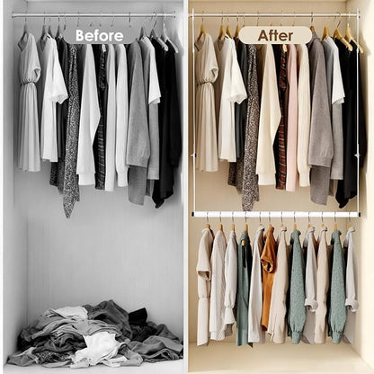 Closet Rod Extenders - White Adjustable Closet Hanging Bar, Width & Height Expandable Clothes Rod, Space-Saving Closet Organizer for Hanging Clothes, Easy Installation, 1 Pack