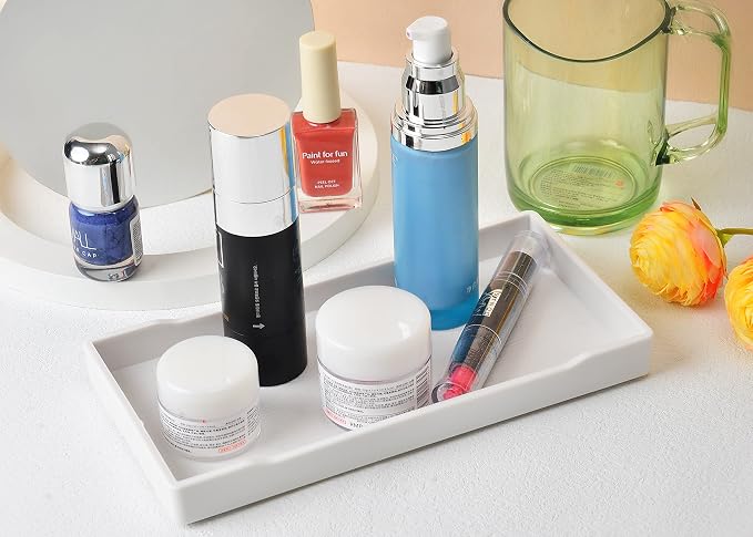3 Packs White Mini Trays (8 inch x 4 inch) for Serving Accessory, Spa, Coffee, Drinks, Wine, Tea, Bar, Party, Towel, Seasoning, Perfume or Display Use.