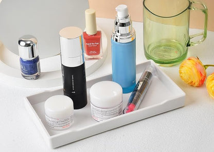 Small White Mini Tray (8 inch x 4 inch) for Serving Accessory, Spa, Coffee, Drinks, Wine, Tea, Bar, Party, Towel, Seasoning, Perfume or Display Use.