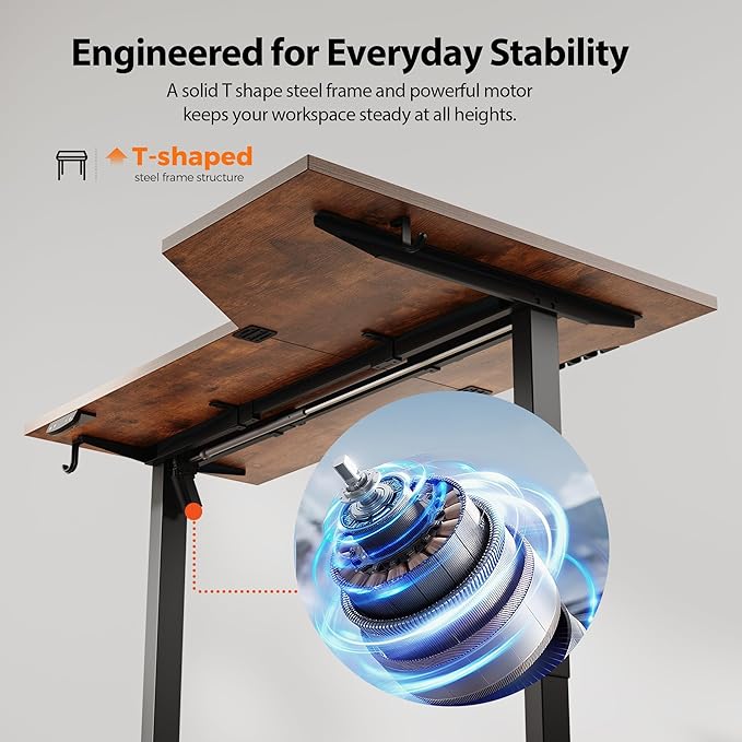 Agilestic Electric Standing Desk, L-Shaped 55 Inches Height Adjustable Desk, Sit and Stand up for Work Office Home, Ergonomic Rising Computer Table for Home Office with Splice Board, Rustic Brown