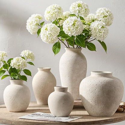 Vanselia Ceramic Flower Vase Home Decor - Farmhouse Table Vases Rustic Vintage Living Room Kitchen Bedroom Decorations for House Book Shelf Office Coffee Desk Dining Fireplace (7.4" Rustic)