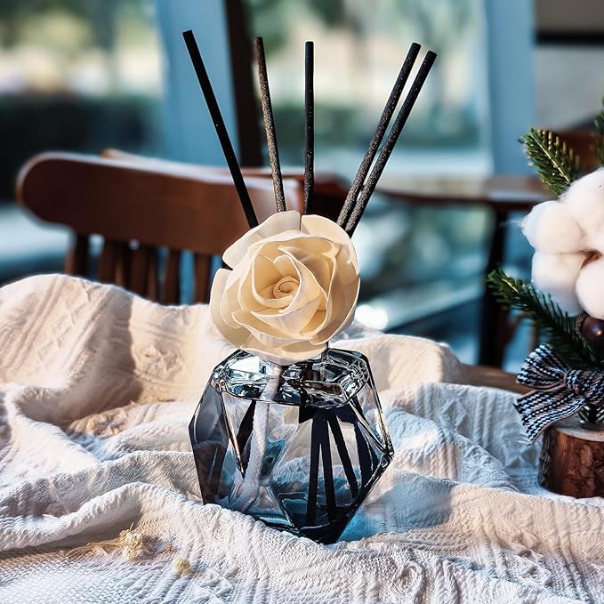Brakula Reed Diffuser Set, 6.09 fl oz (180 ml)-Bamboo with 8 Reed Sticks, Home Fragrance Reed Diffuser for Bathroom Shelf Decor