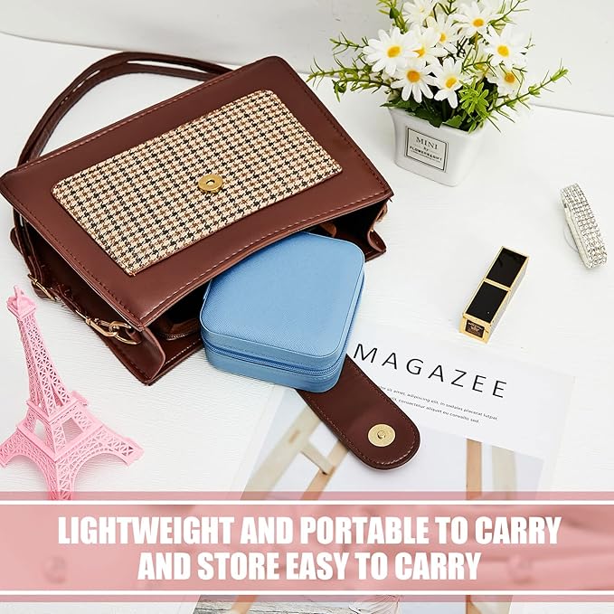 Taiyin 6 Pcs Travel Jewelry Case Box Bridesmaid Gifts Bulk Travel Jewelry Cases Boxes Small Jewels Organizers Mini Accessories Ornaments Storage for Women Girls Wedding Gifts (Blue)