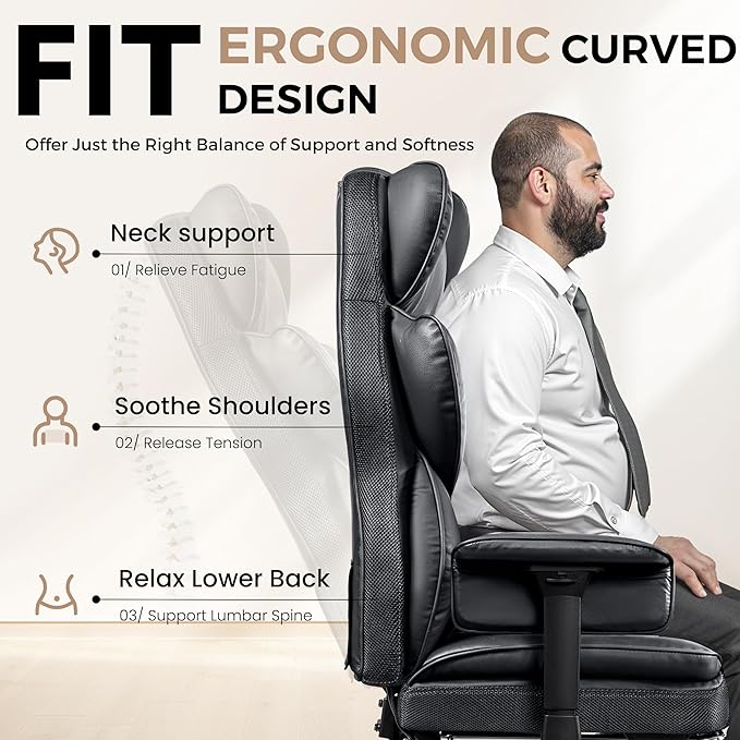 Big and Tall Office Chair - Heavy Duty 400 LBS Executive Chair with Foot Rest, High Back Ergonomic Desk Chair, Padded Wide Seat Gaming Chair, Adjustable Armrests, Black 2 Pack
