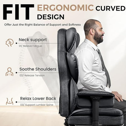 Big and Tall Office Chair - Heavy Duty 400 LBS Executive Chair with Lumbar Support & Foot Rest, High Back Ergonomic Desk Chair, Padded Wide Seat Gaming Chair, Adjustable Armrests, Black