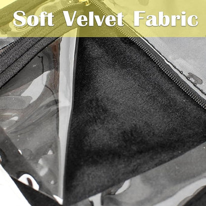 Travel Jewelry Organizer Case,Jewelry Bags for Traveling, Jewelry Binder with 24 Pcs Clear Zipper Velvet Pouches (Inner Pages, 3 PCS)