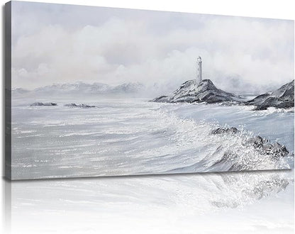 Belmrxne Coastal Wall Art White and Grey Bathroom Wall Decor Moden Aesthetic Artwork Fashion Small Canvas Painting for Hallway Entryway Living Room Bedroom 12x24 Inches