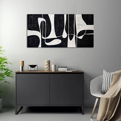 Tarfupth Black and White Abstract Wall Art for Living Room Minimalist Line Large Canvas Artwork for Bedroom Home Office Wall Decor Modern Canvas Prints 20"x40"