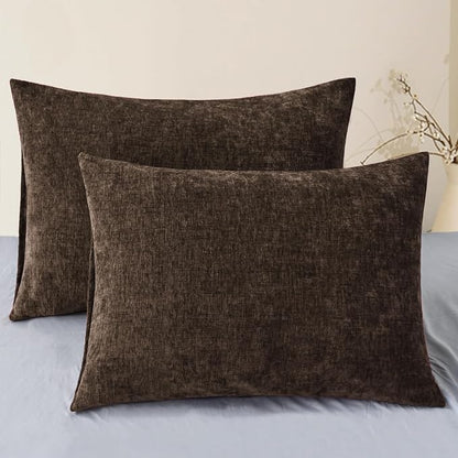 CaliTime Throw Pillow Covers Decorative 20 X 26 Inches Pack of 2 Cozy Chenille Standard Pillow Shams Cases for Couch Sofa Bed Living Room Home Coffee
