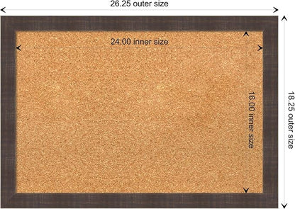 Amanti Art Natural Cork Board for Wall, 18x26 Vision Board with Brown Wood Frame, Medium Corkboard Office Decor for Home Organization, Rustic Farmhouse Corkboard Pinboard to display items for home